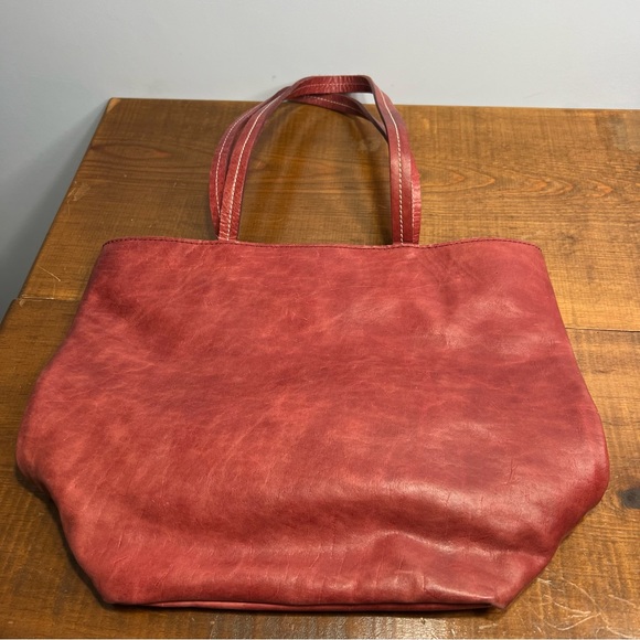 Humawaca handmade deep wine red leather tote bag - Picture 10 of 12